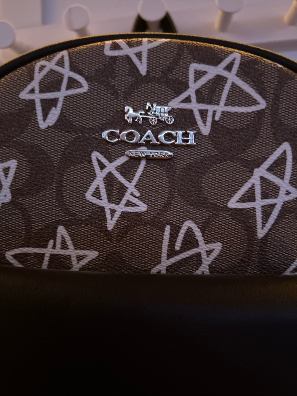 Coach Brown Mini Backpack with White Star Print - Picture 2 of 7
